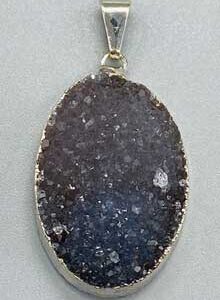 Amethyst Oval silver plated pendant