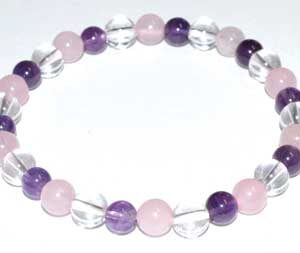 6mm Amethyst, Rose Quartz & Quartz bracelet