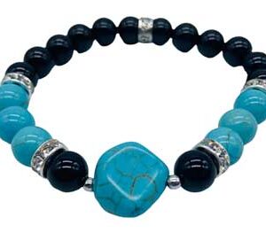 8mm Black Onyx, Turquoise, Turquoise Nugget bracelet