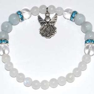 8mm Rainbow Moonstone & Aquamarine/ Angel