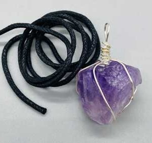 Amethyst wire wrapped pendant