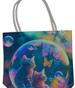 17" x 17" Cat in Bubble tote bag