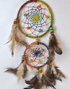 8" Rainbow double circle dreamcatcher